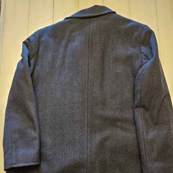J. Crew Men's Navy Herringbone Double Breasted Wool Blend Pea Coat XLarge - Picture 8 of 11